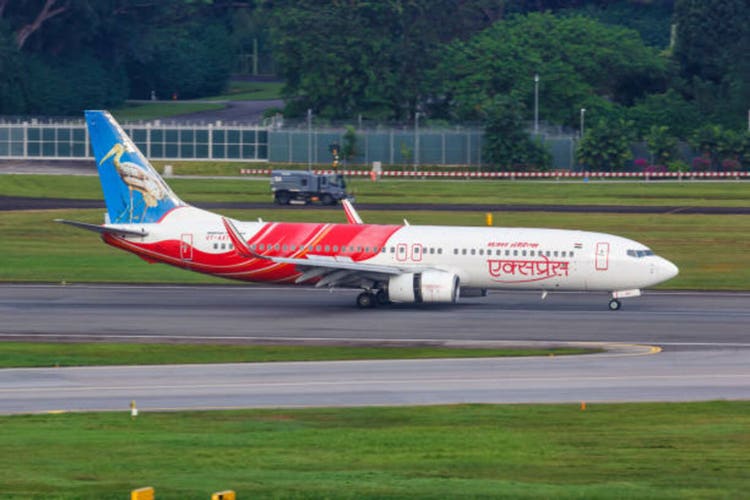 Air India Express Boeing 737-800 airplane at Changi Airport in Singapore