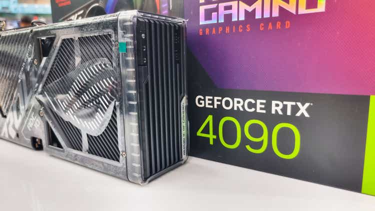 ASUS ROG STRIX Nvidia GeForce RTX 4090 GPU 24GB Tweak III, with DLSS and Reflex, High End Graphics Card with box in a gaming retails store, in Dubai, United Arab Emirates- March 16, 2023