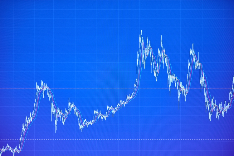 Stock market chart on blue background