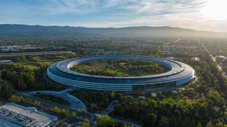 Aerial view of Apple Park campus