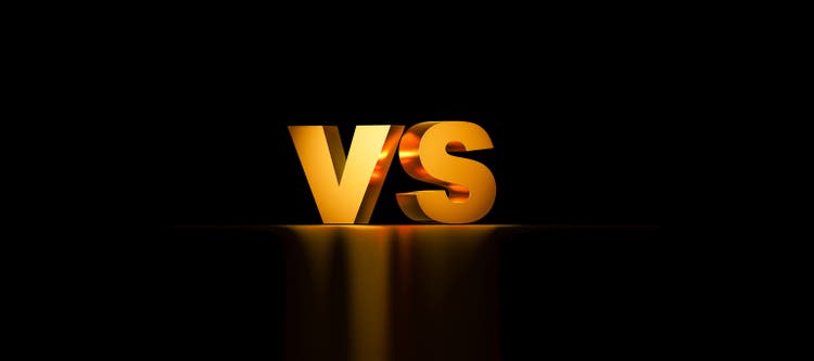VS. Versus battle banner template on black background. product comparison. Versus or VS battle on dark background for competition between team, contestants and fighters. 3d rendering