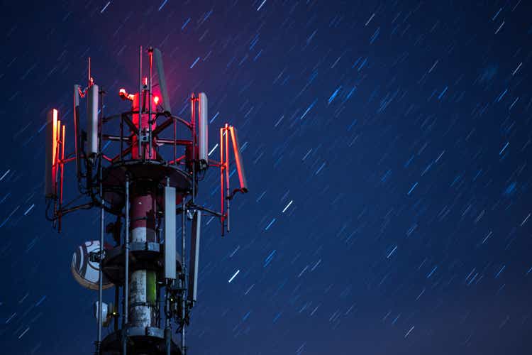 Telecommunication towers with 5G cellular network antennas