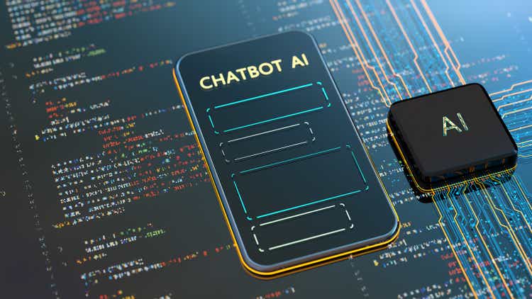 AI chatbot usage. Artificial Intelligence chat bot concept