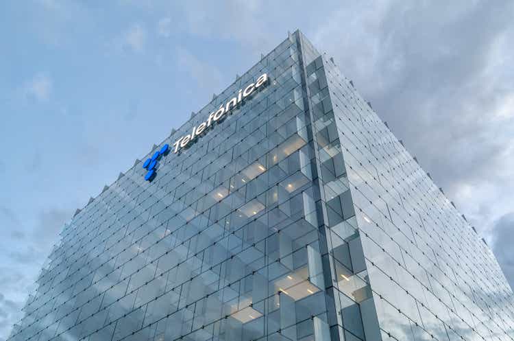 Headquarters of the Spanish telecommunications company Telefónica in Madrid, Spain