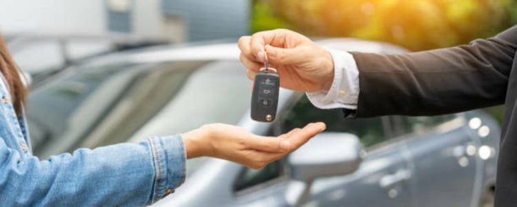 lease, rental car, sell, buy. Dealership manager send car keys to the new owner. Sales, loan credit financial, rent vehicle, insurance, renting, Seller, dealer, installment, car care business