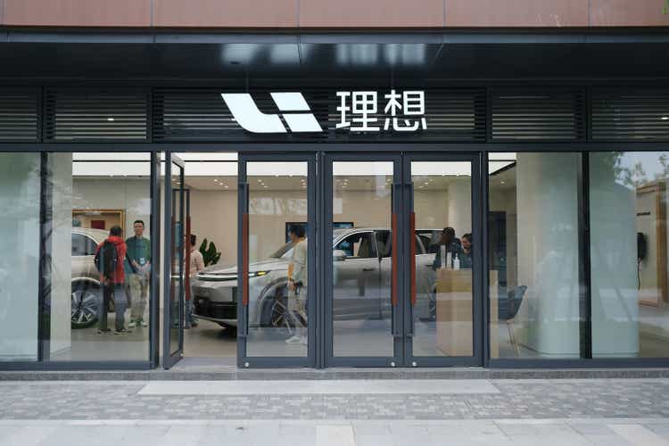 Li Auto electric car retail store with customers