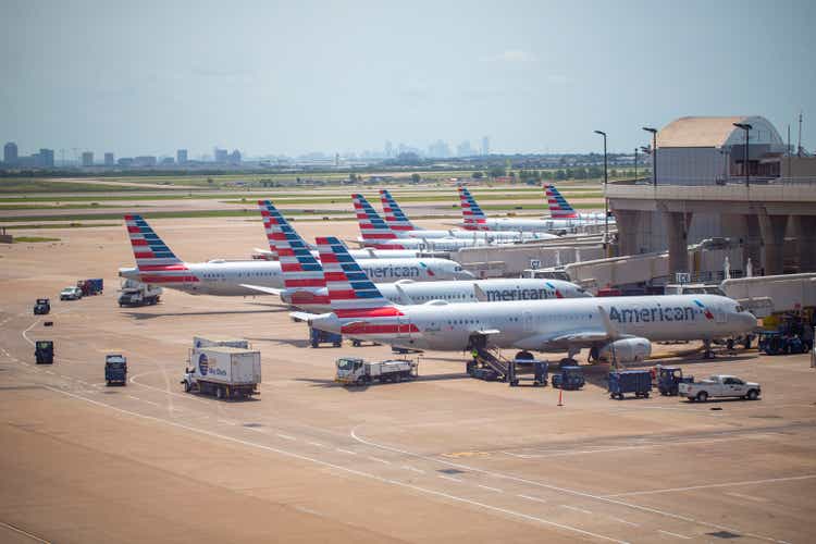 A Group of American Airlines Aircrafts at DFW Airport