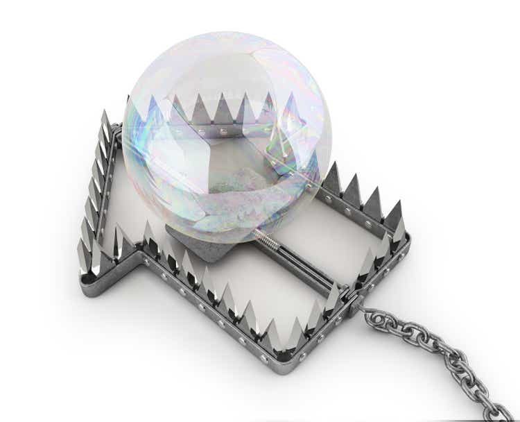 Bubble in the trap in shape of house. 3d illustration