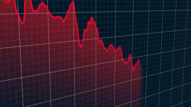 Stock chart going down.