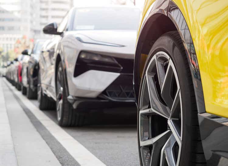 Cars parked in a row