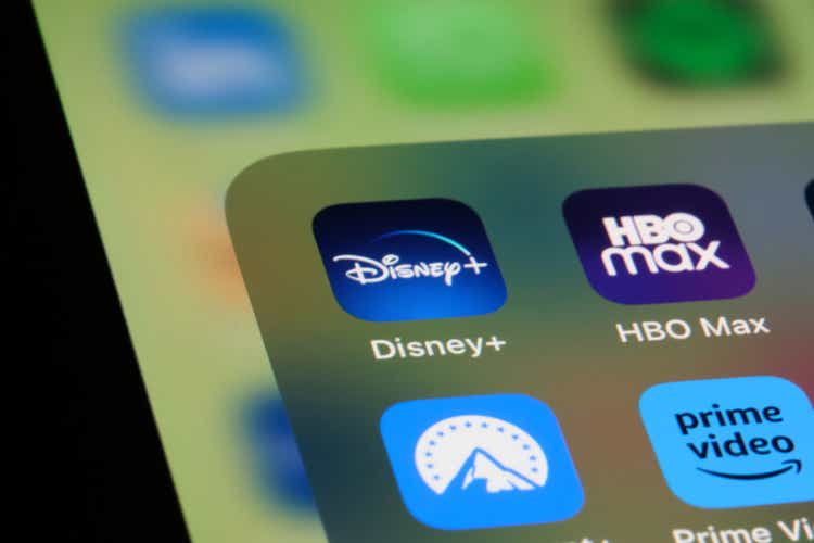 Disney+ and HBO Max streaming service app icon on screen