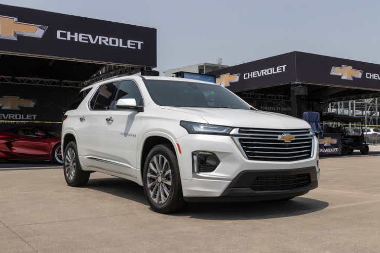 Chevrolet Traverse display at IMS. Chevy offers the Traverse in LS, LT, RS, Premier and High Country models.