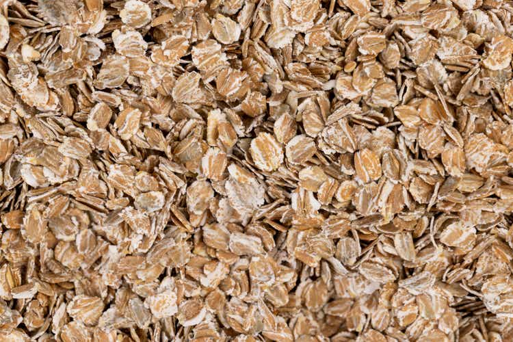 a bunch of fresh dry oatmeal flakes for making porridge
