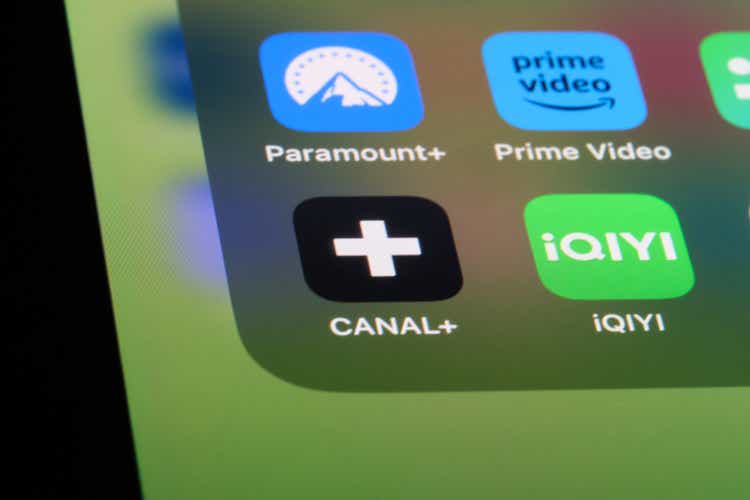 Canal+, iQIYI , Amazon Prime Video, Paramount+ streaming service app icon on screen