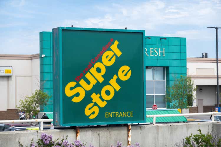 An real Canadian Superstore entrance sign.