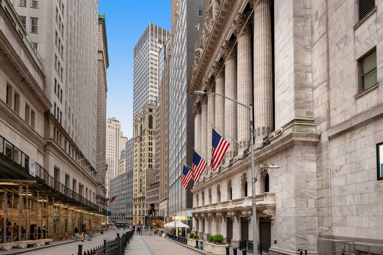 The New York Stock Exchange on the Wall street in New York, NY.