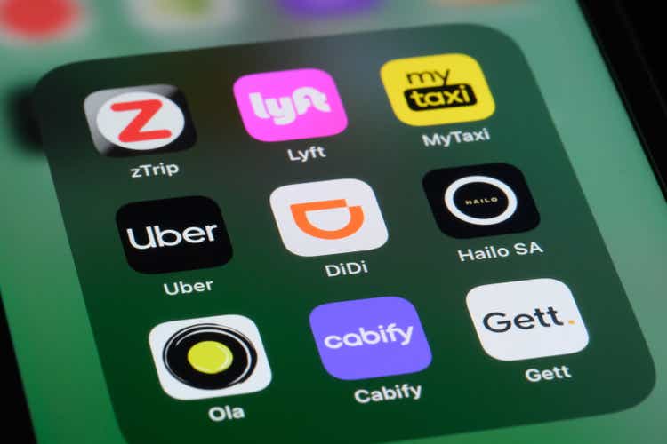 DiDi, Uber, zTrip, Lyft, Ola, MyTaxi, Cabify,Gett and Hailo SA app icon on screen