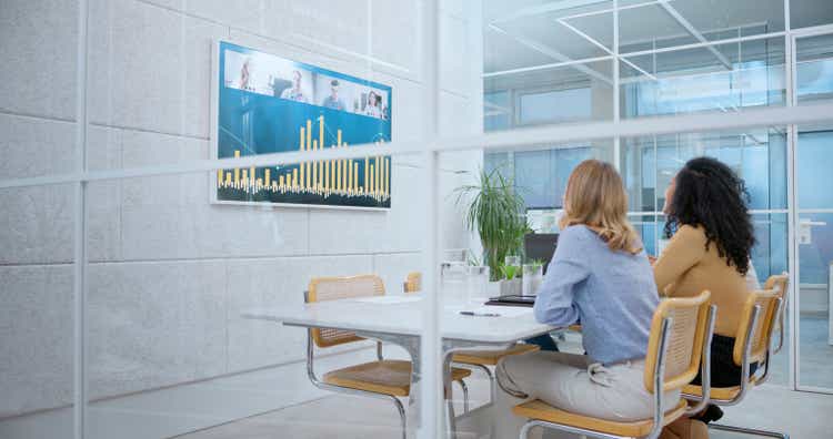 Businesswomen in video conference