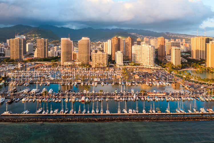 Aerial view of Honolulu Harbor, Hawaii