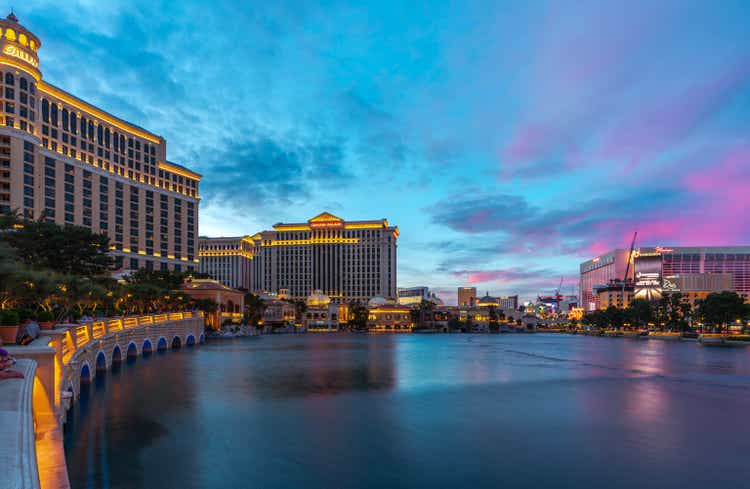 Cityscape of las vegas city with eiffel statues in paris area