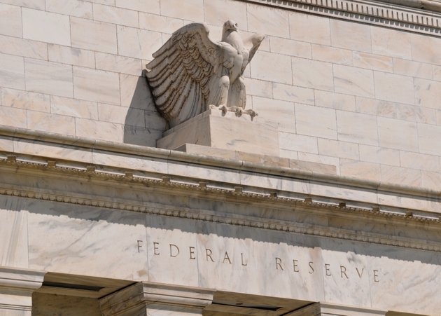Eagle carved in stone over federal reserve