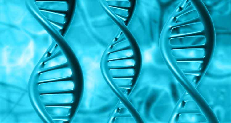 DNA strand on scientific background
