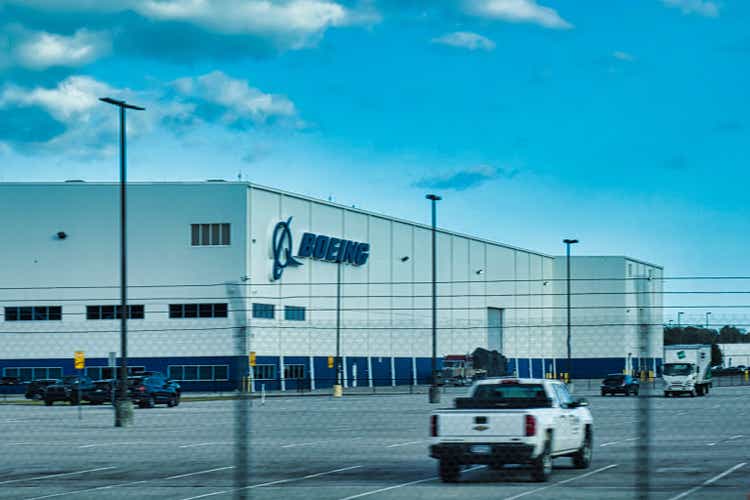 pick up truck at boeing plane plant