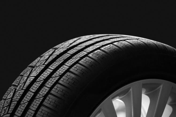 car tire on dark background