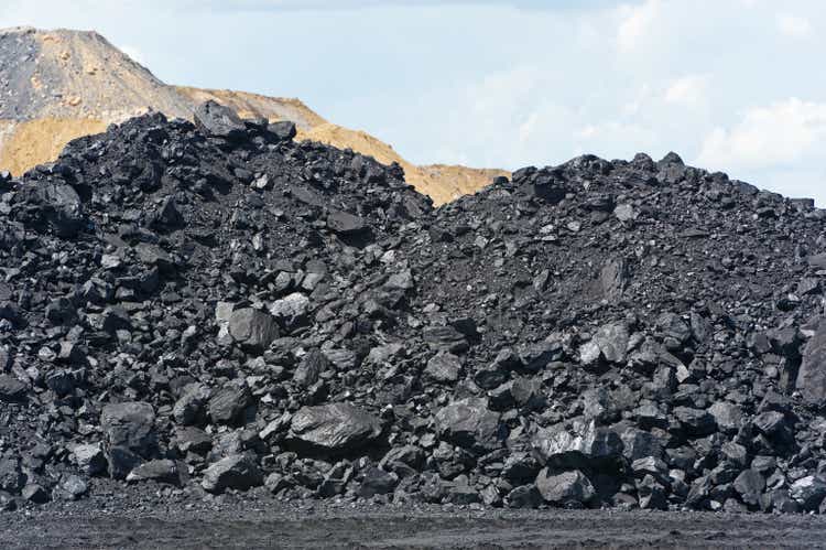 coal heap at loading pad on mine site