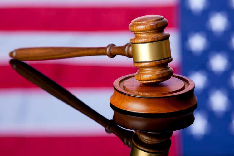 American Justice; Gavel with USA Flag Background