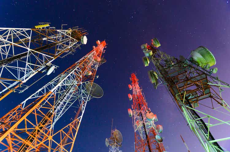 Ground view of telecommunication towers