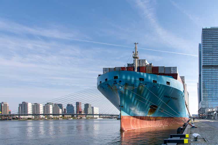Пришвартованный контейнеровоз Maersk на Wilhelminakade