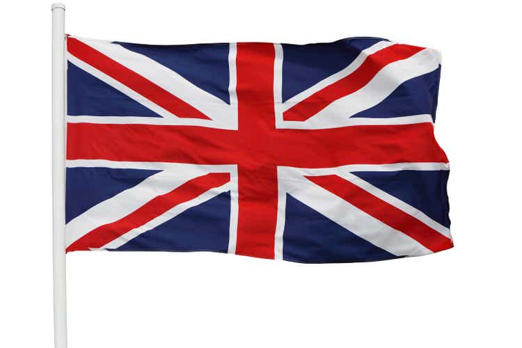 British flag waving on a pole with clipping path