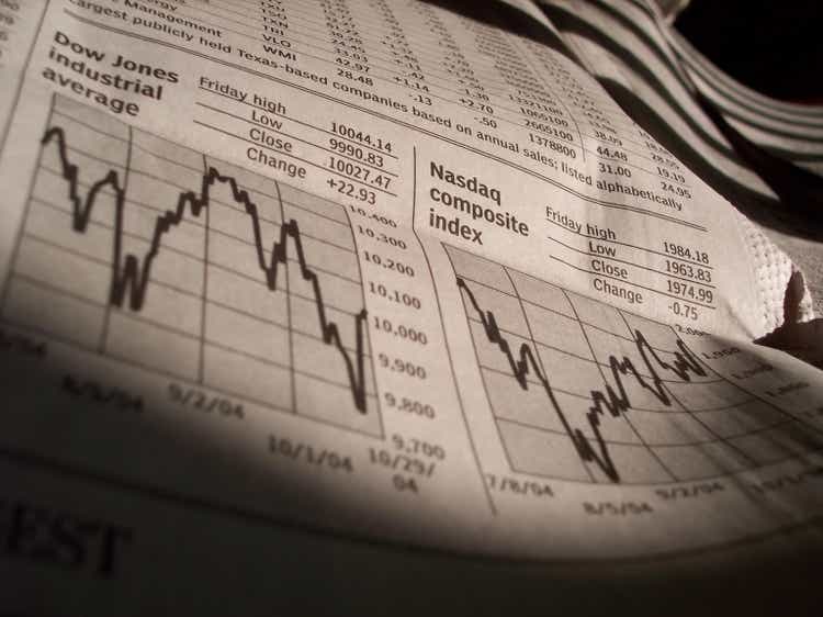 Business News Stock Charts from Newspaper
