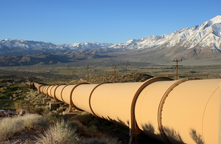 Valley Pipeline with Mountain Range