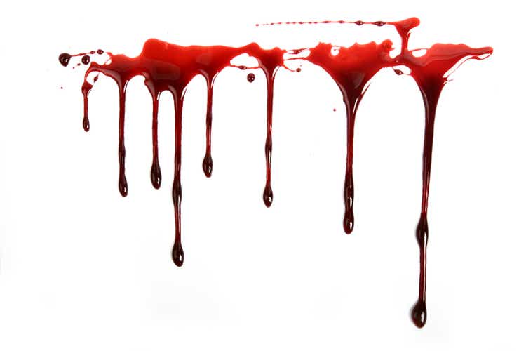 Realistic Blood Dripping on White Background