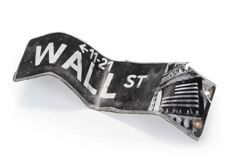 Broken Wall Street Sign