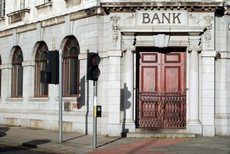 Closed bank door