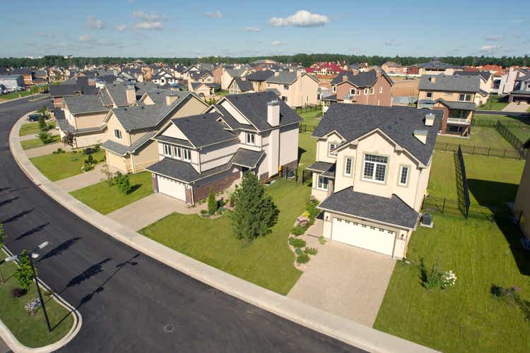 Suburban houses. High angle view.