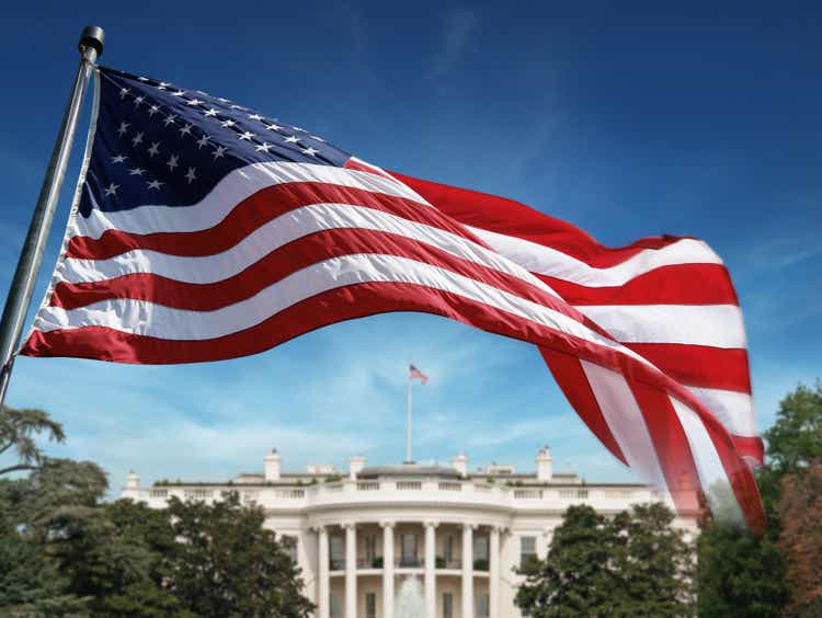 American Flag in front of The White House