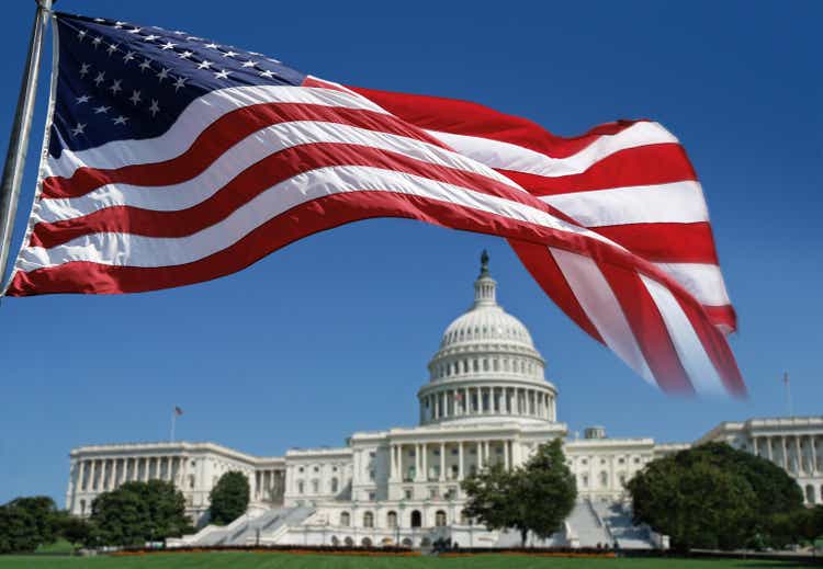 American Flag in front of The Capitol