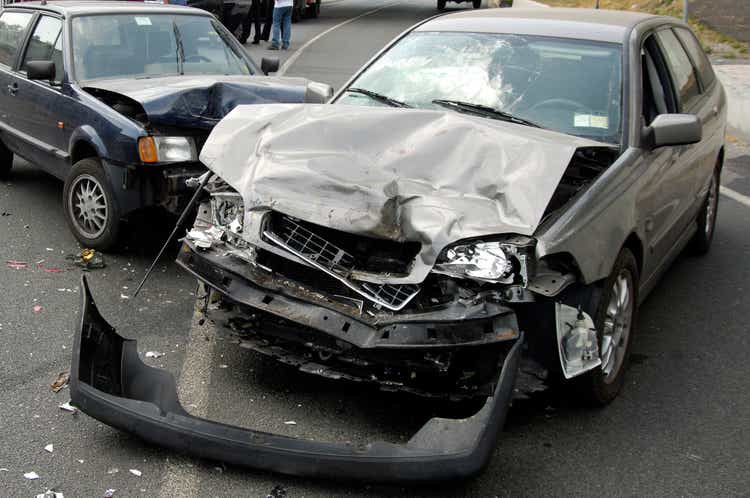 A car accident with major front end damage