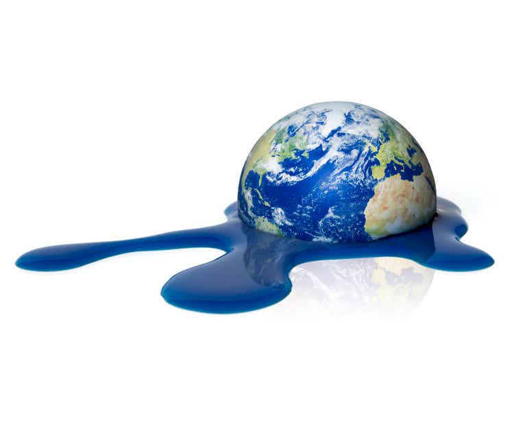 Melting earth. Global Warming Globe Water Concept Sphere Environment