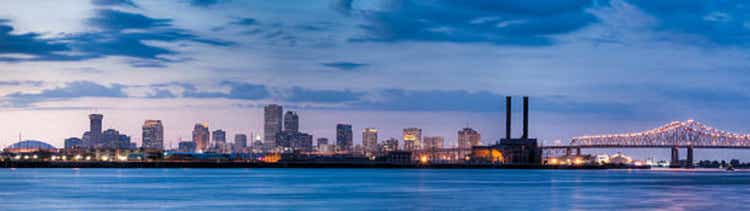 New Orleans Skyline from Across Mississippi River at Sunset