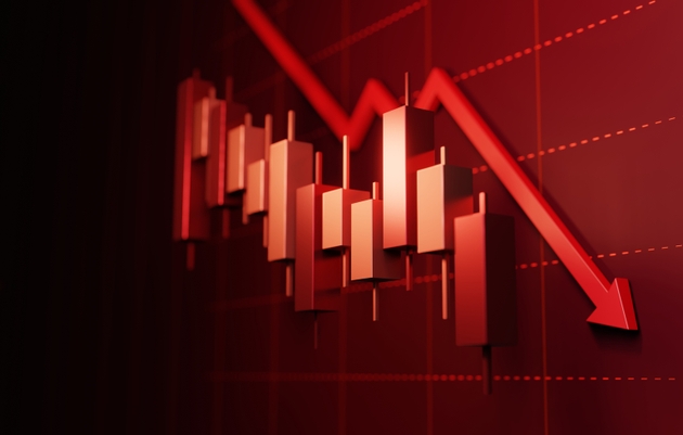 Economic Crisis Concept, Falling Stock Chart Financial Downturn.