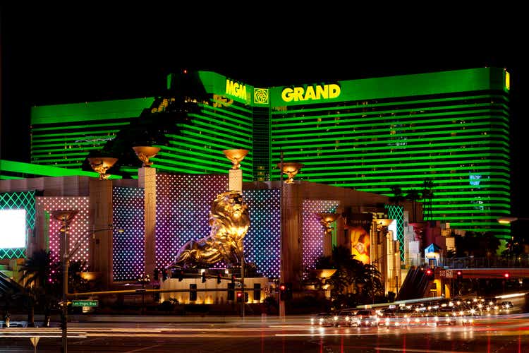 MGM Grand hotel casino in Las Vegas at night