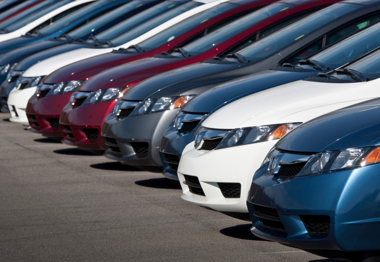 Row of New Honda Civic Automobiles