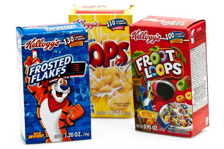 Three boxes of Assorted Kelloggs Cereal