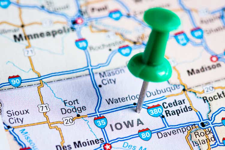 USA states on map: Iowa
