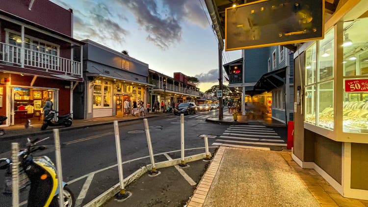 View down front street in Lahaina Maui Hawaii